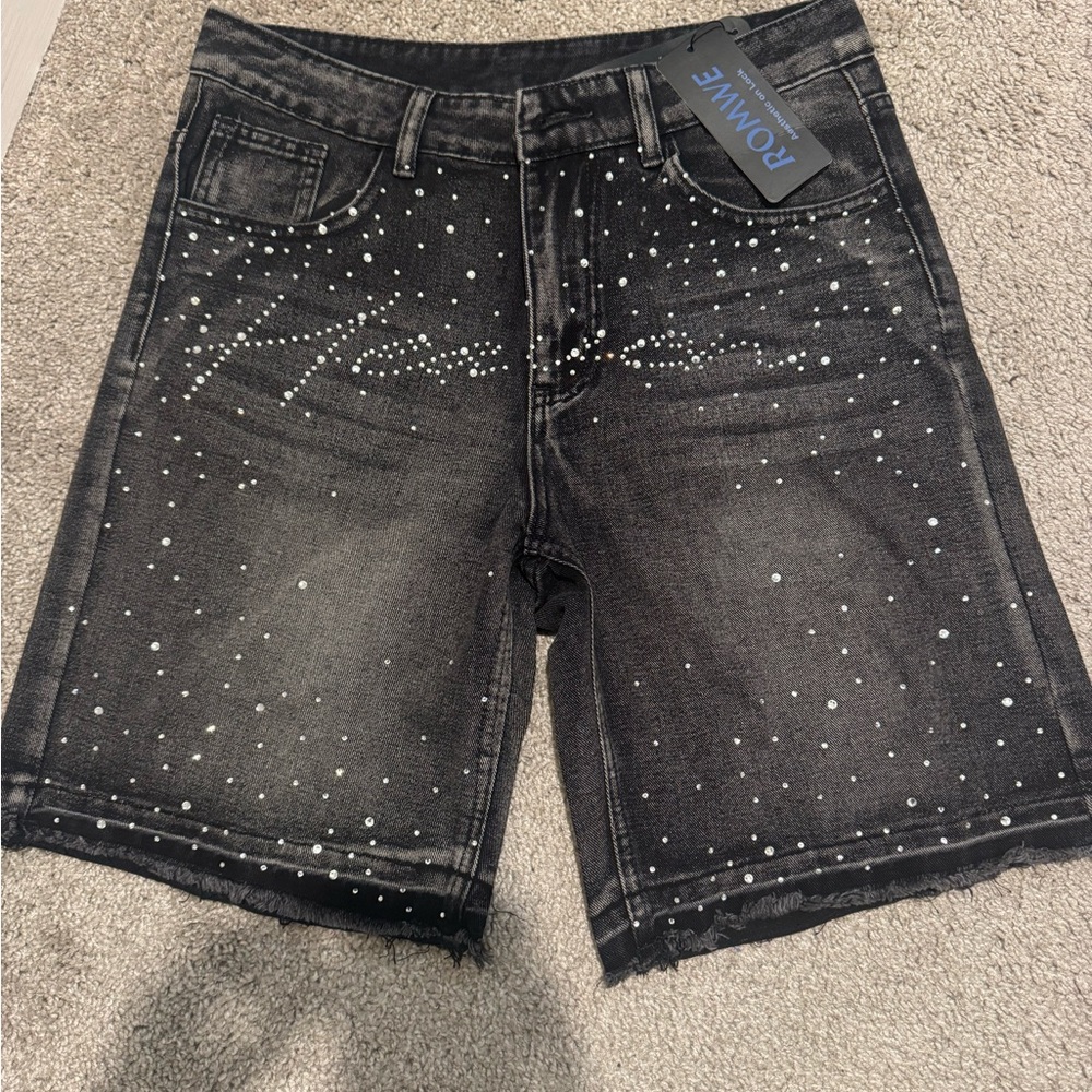 ROMWE Charcoal Denim Shorts